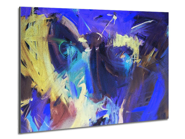 Harsh Pastel strokes of blue and yellow Metal Print