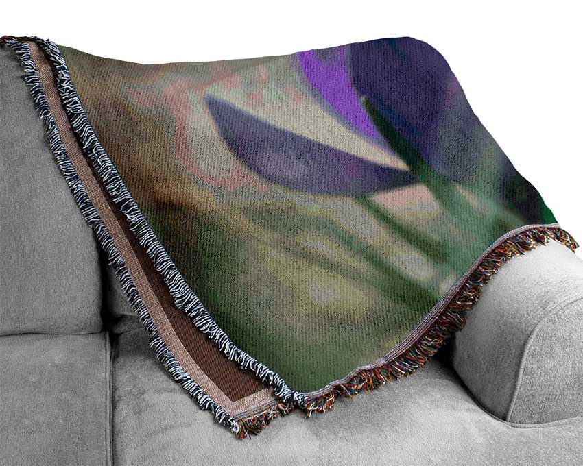 Purple crocus opening up Woven Blanket