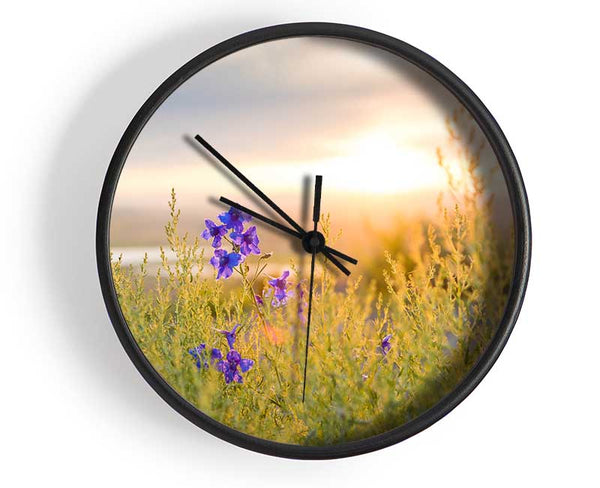 Purple flower suspended in the sunlight Clock - Wallart-Direct UK