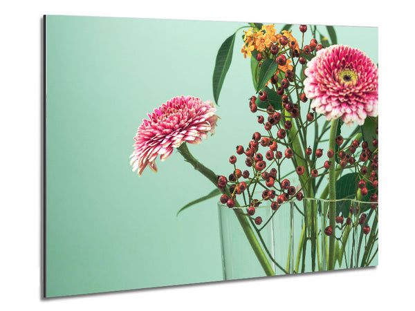 Vase of flowers with berries Metal Print
