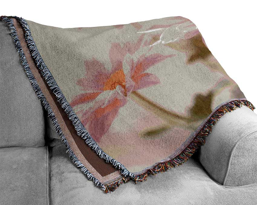 Pink flowers in soft light Woven Blanket