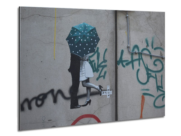 Kissing under the umbrella graffiti Metal Print