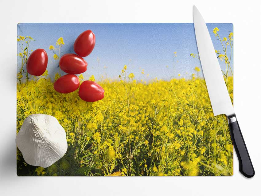 Summer harvest fields Glass Chopping Board