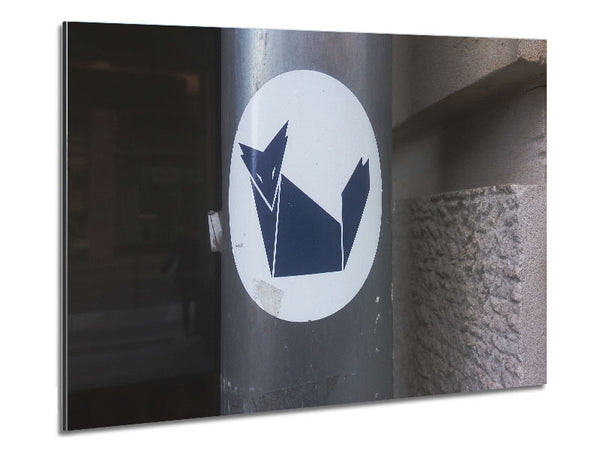 Fox on a post Metal Print
