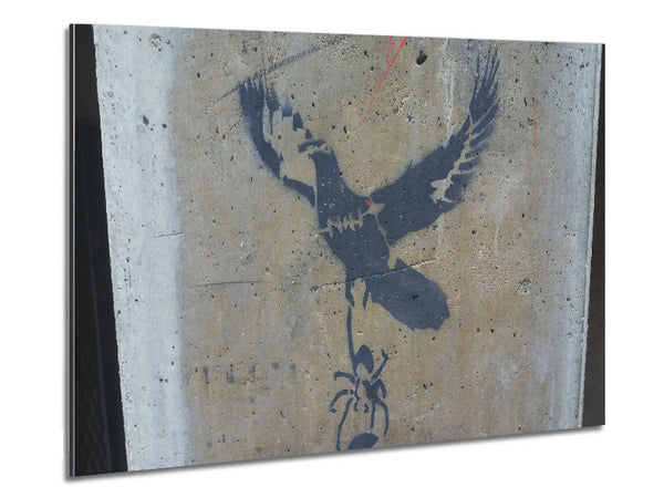 Dove taking off with spider Metal Print