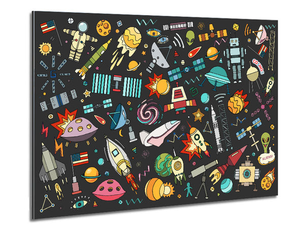 Spaceships and UFOS Metal Print