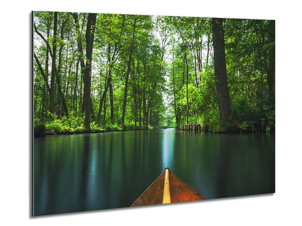 Sitting on a row boat journey Metal Print