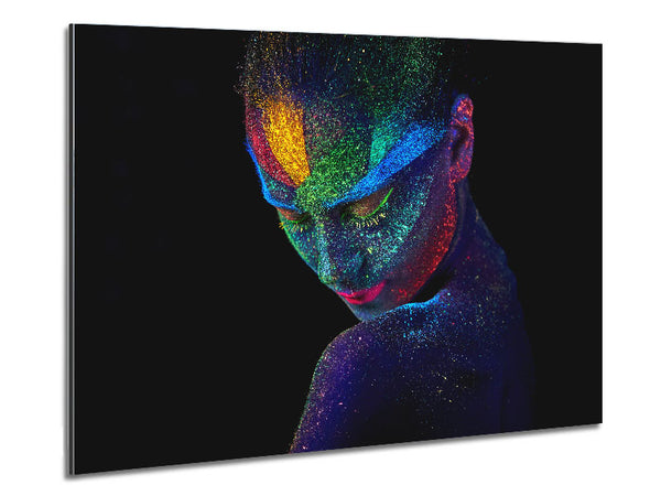 Splattered neon paint lady Metal Print