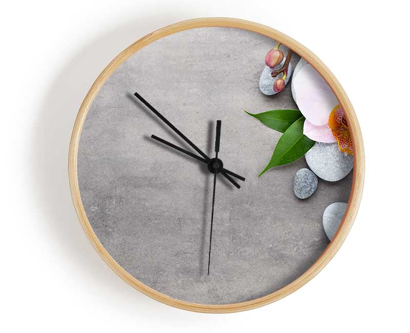 Orchid beauty zen stones Clock - Wallart-Direct UK