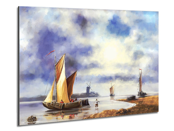Preparing to dock boat illustration Metal Print