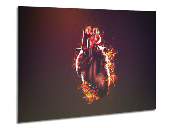 Flaming Heart Metal Print