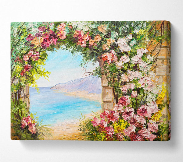  A Canvas Print of Floral View Of The Cove Watercolour Canvas Art
