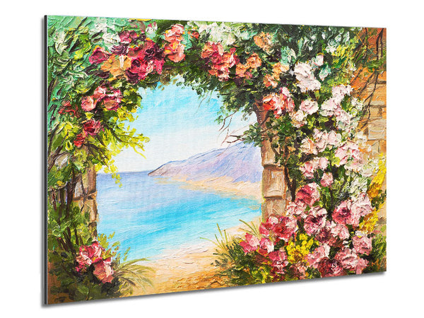 Floral View Of The Cove Watercolour Metal Print