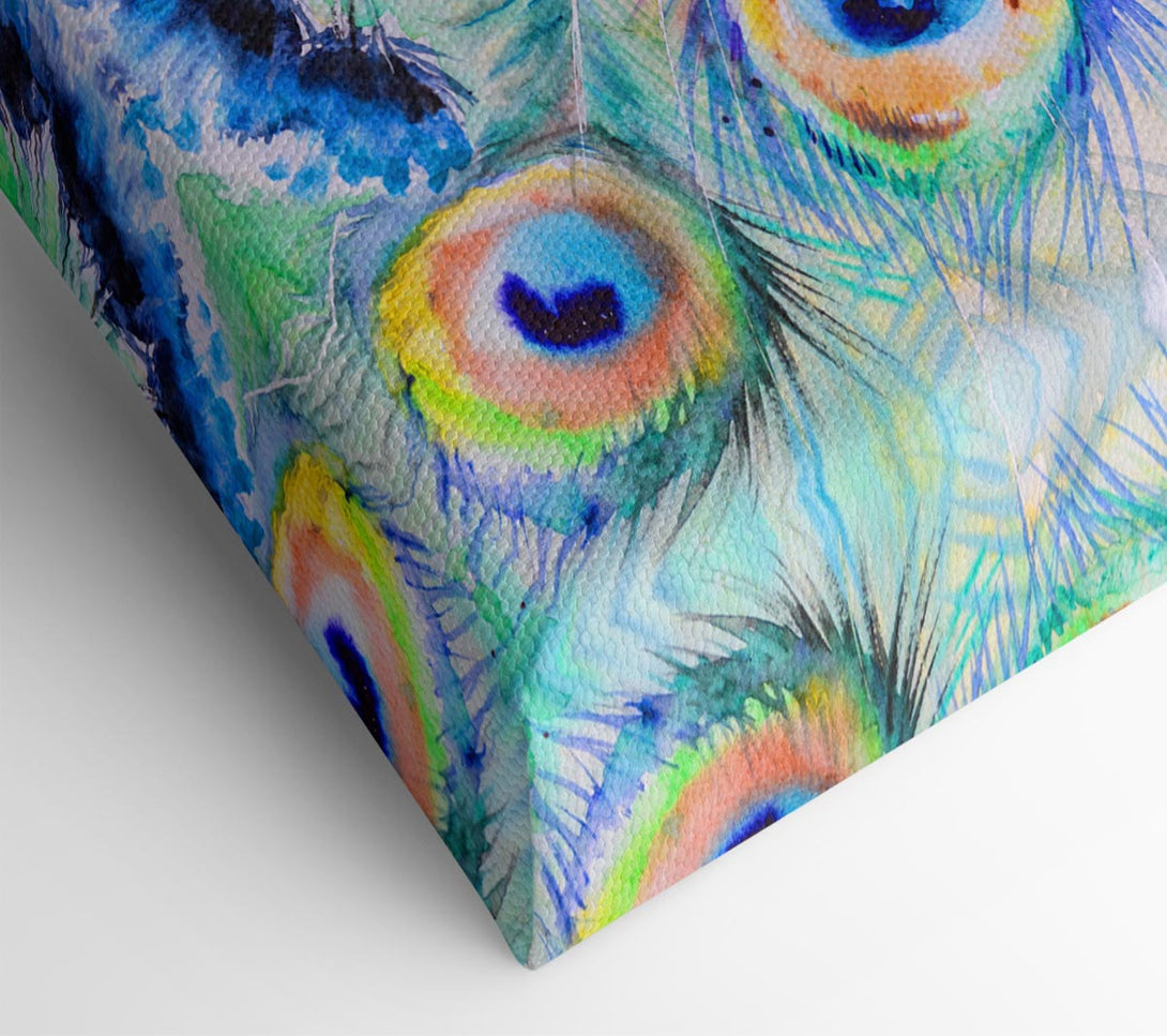  A Canvas Print of Vibrant Watercolour Peacock Canvas Print