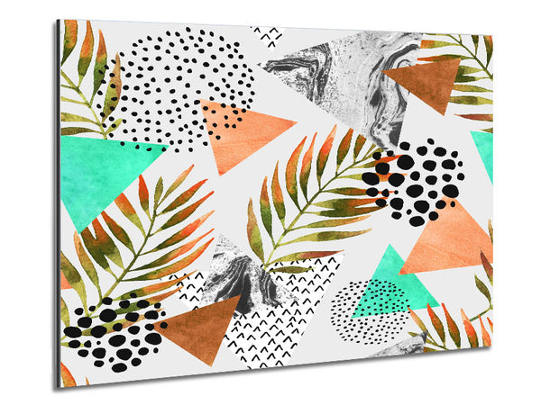 Mix Mid Century Plants And Patterns Metal Print