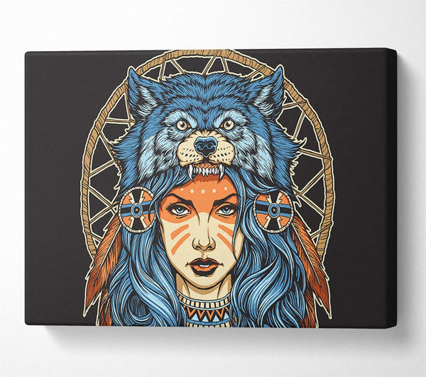  A Canvas Print of Wolf Head Woman Canvas Wall Art
