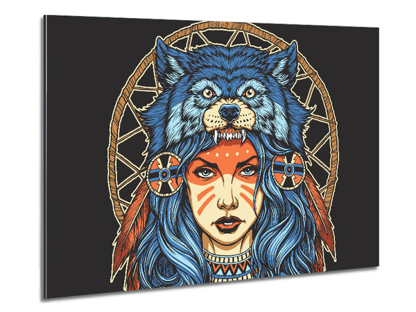 Wolf Head Woman Metal Print
