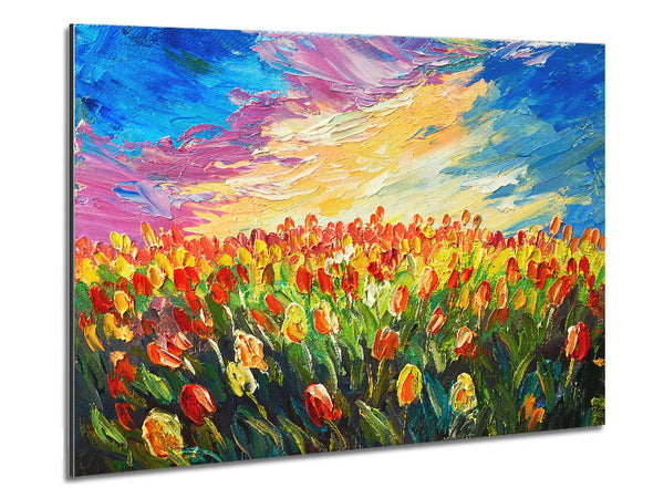 Field Of Stunning Tulips Metal Print
