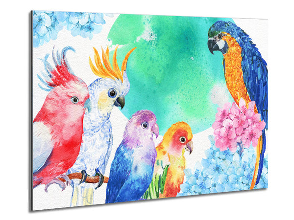 Array Of Watercolour Parrots Metal Print