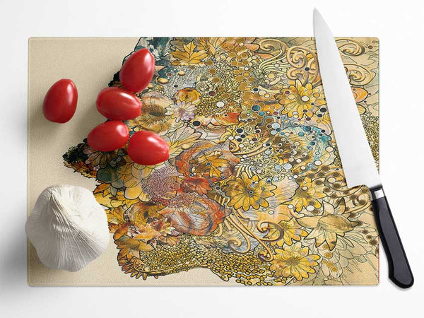 Floral Face Glass Chopping Board