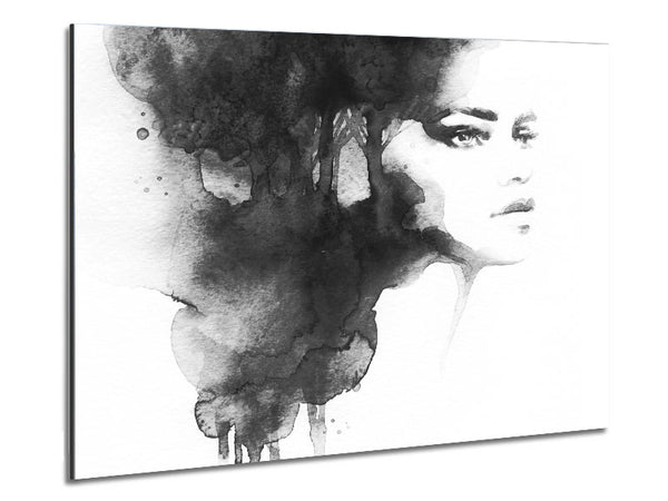 Watercolour Woman Portrait Metal Print