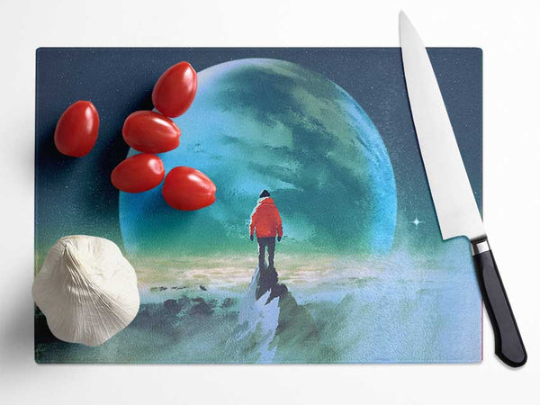 Staring At The Moon Watercolour Glass Chopping Board