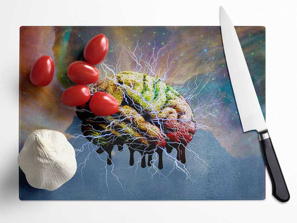 Brain Electricity Glass Chopping Board