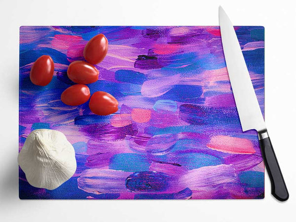 Purple And Lilac Brush Strokes Glass Chopping Board