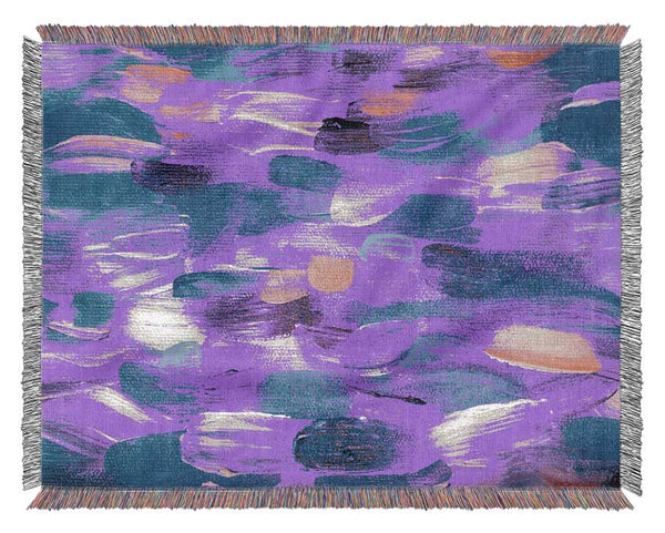 Purple And Lilac Brush Strokes Woven Blanket