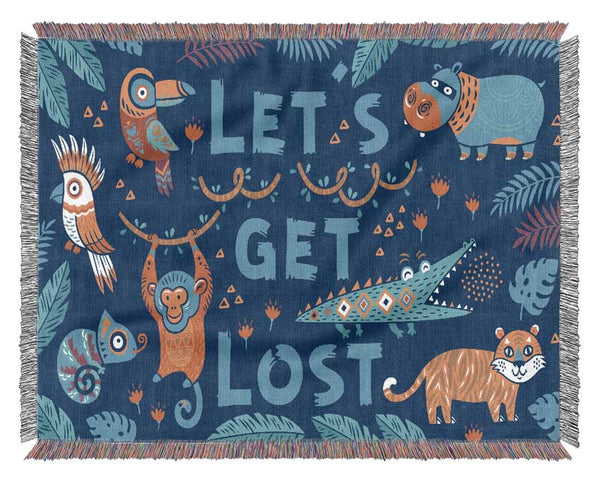 Lets Get Lost Animals Woven Blanket