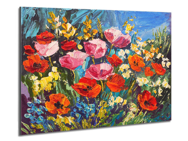Mixed Poppies In The Sun Metal Print