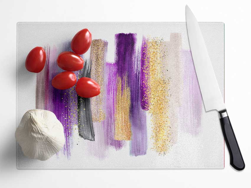 Strong Brush Strokes Glitter Glass Chopping Board