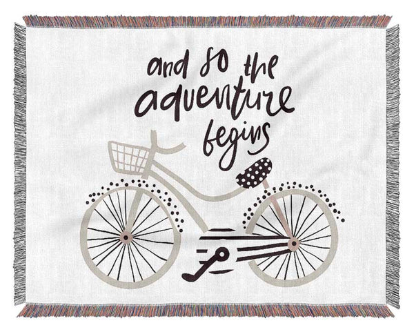 The Adventure Begins Bike Woven Blanket
