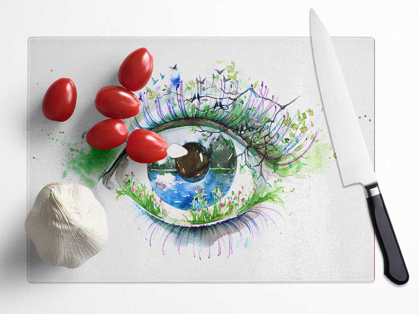 Watercolour Nature Eye Glass Chopping Board