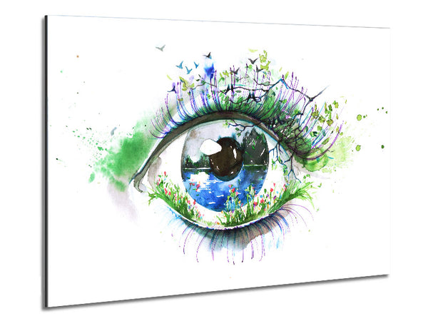 Watercolour Nature Eye Metal Print