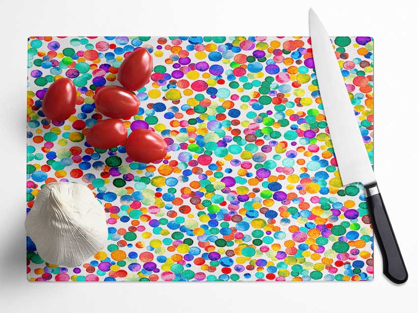 Thousands Of Watercolour Dots Glass Chopping Board