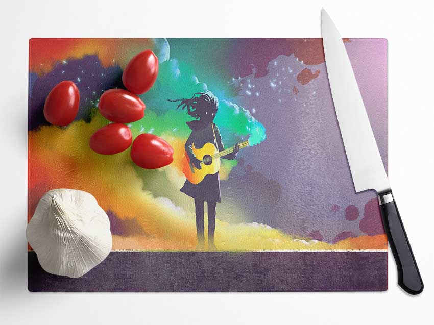 Colourful Acoustic Jets Glass Chopping Board
