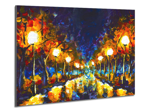 Streetlights At Night Gouche Metal Print