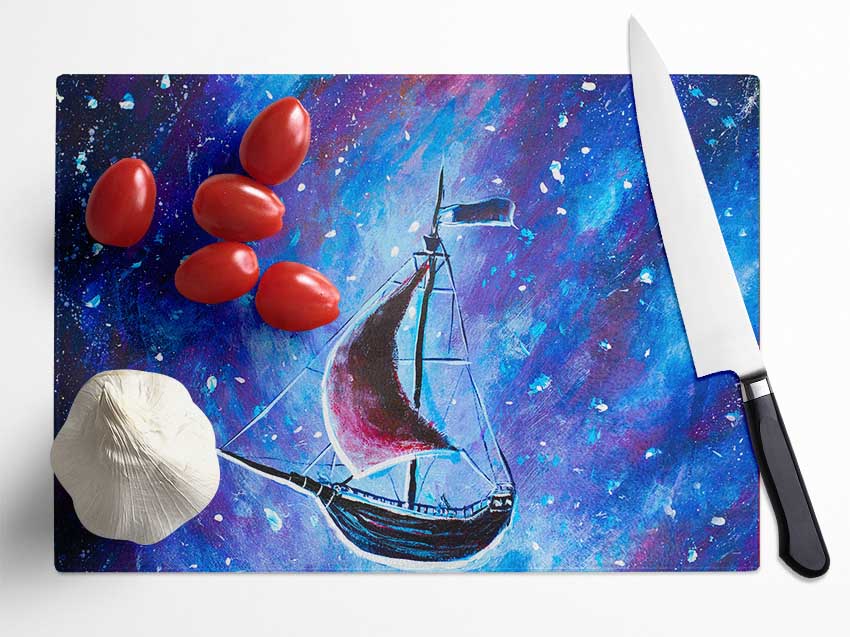 The Ship In Space Glass Chopping Board