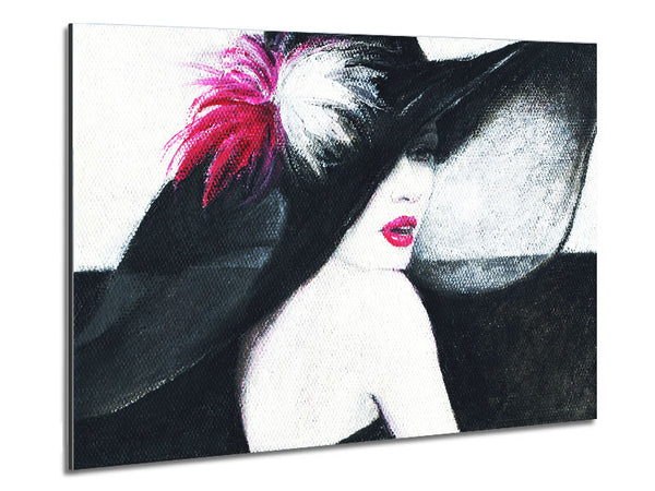 Woman In Black Hat Metal Print