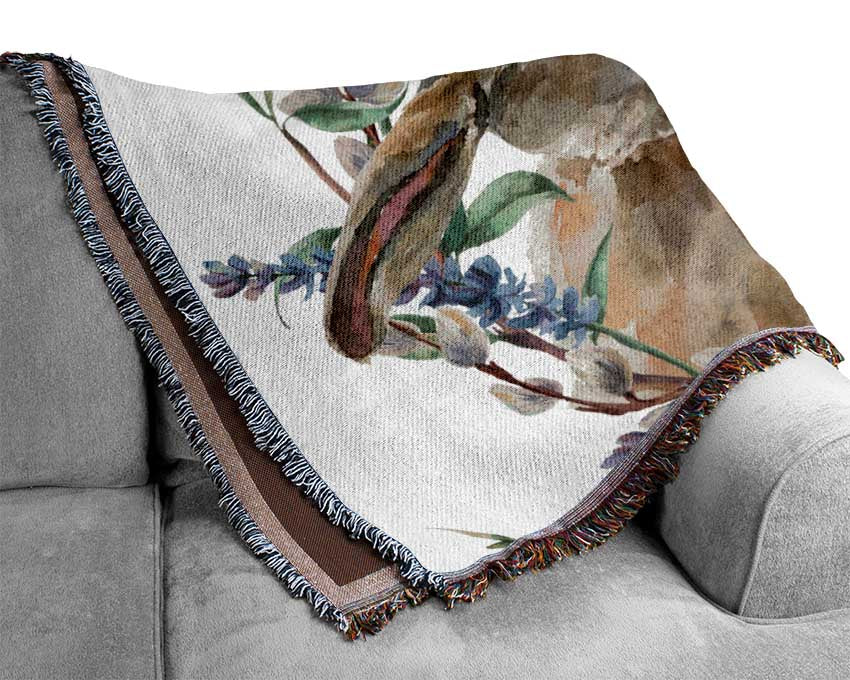 Two Watercolour Rabbits Woven Blanket