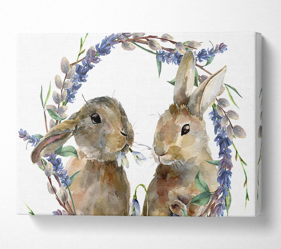  A Canvas Print of Two Watercolour Rabbits Canvas Art