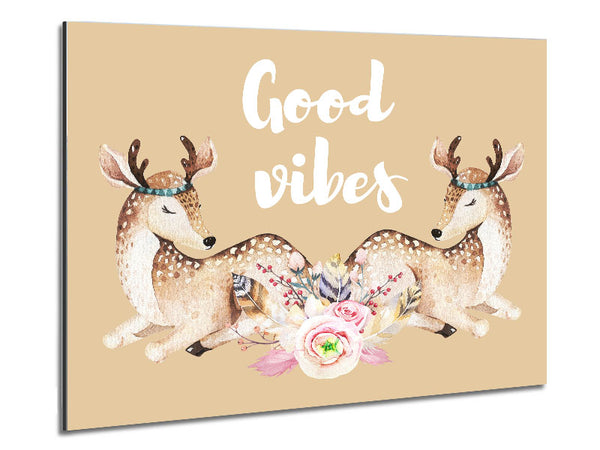 Good Vibes Woodland Animals Metal Print