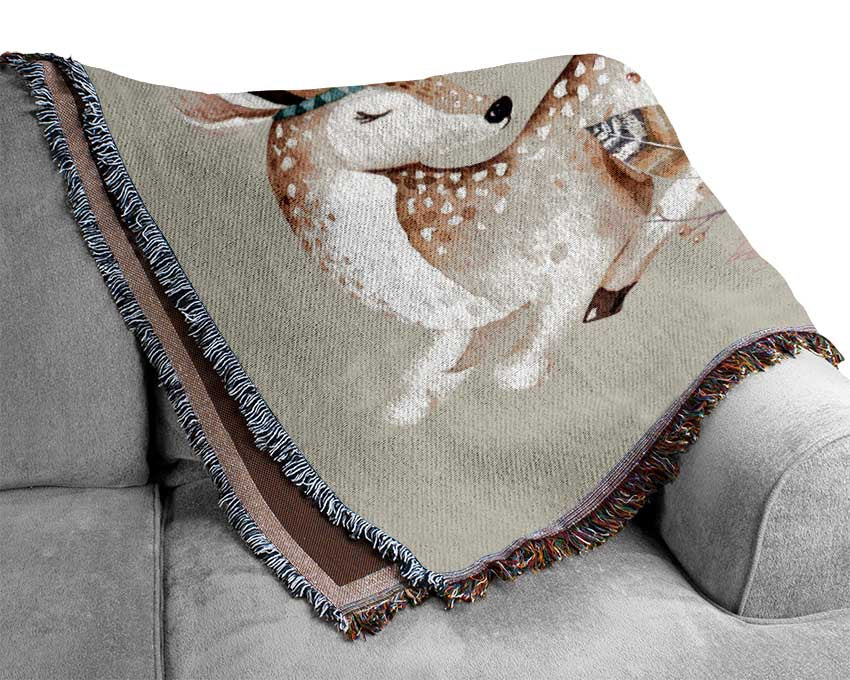 Good Vibes Woodland Animals Woven Blanket