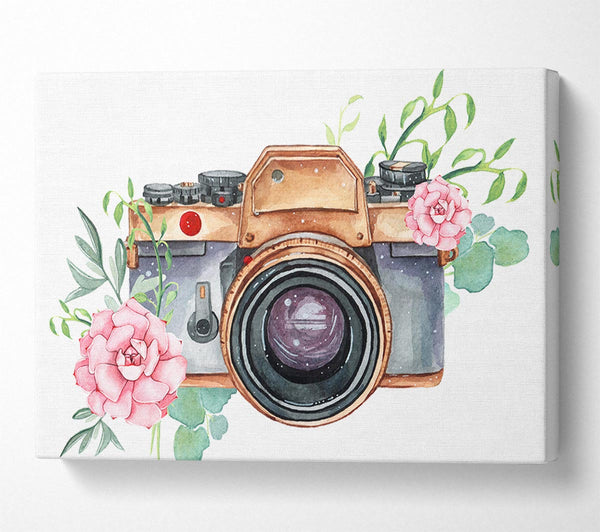  A Canvas Print of Vintage Camera Floral Canvas Art