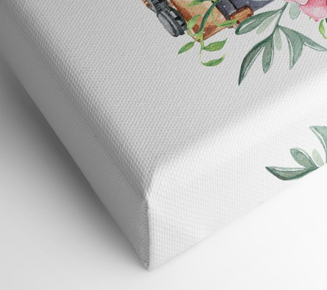  A Canvas Print of Vintage Camera Floral Canvas Art