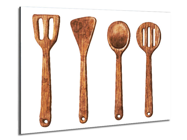 Wooden Utensils Metal Print