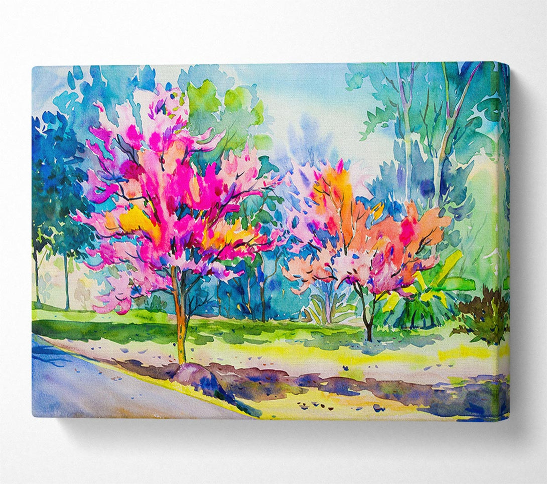  A Canvas Print of Vibrant Trees In Green Forest Canvas Art