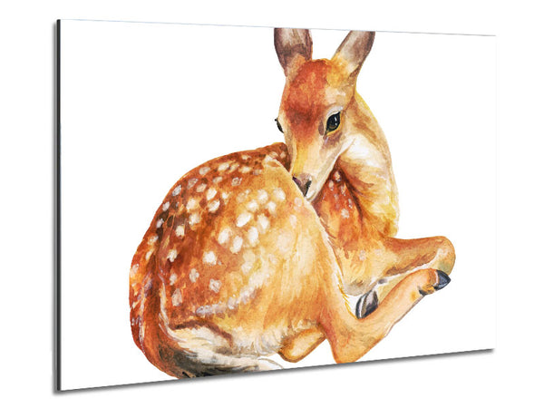 Watercolour Woodland Deer Metal Print