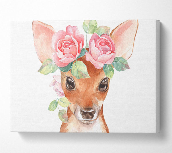  A Canvas Print of Water Colour Floral Deer Canvas Wall Art